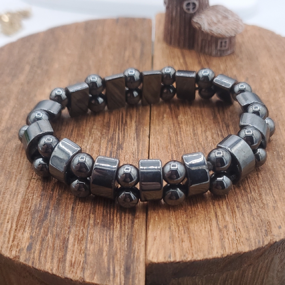 Stylish Hematite Beaded Bracelet B3427‎